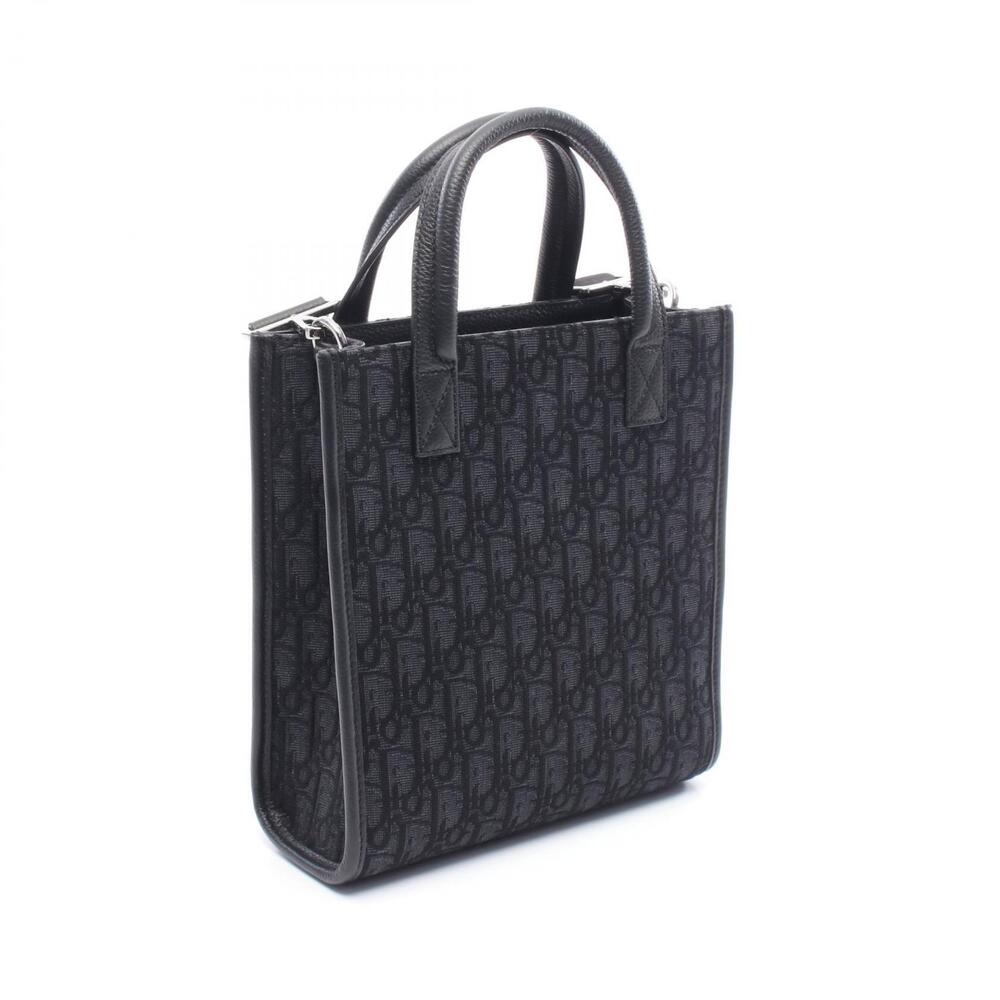 Dior Safari North South Oblique Handbag Canvas Leather Black
